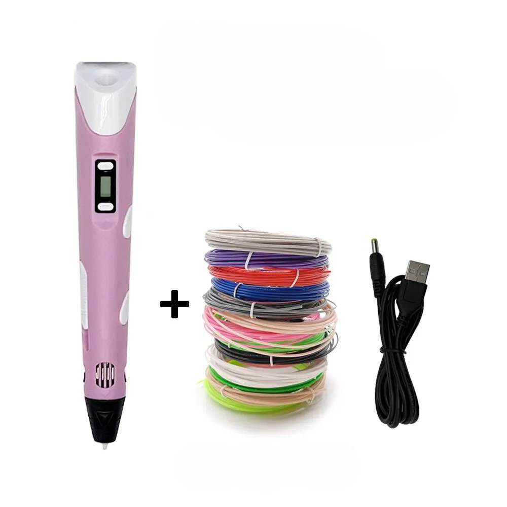 Plastic 3D Printing Pen with LCD Screen and PLA Filament Kit