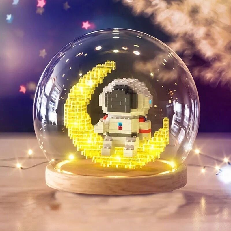 Happy Tiny Mart Plastic Space Exploration Astronaut Theme Construction Building Block Set