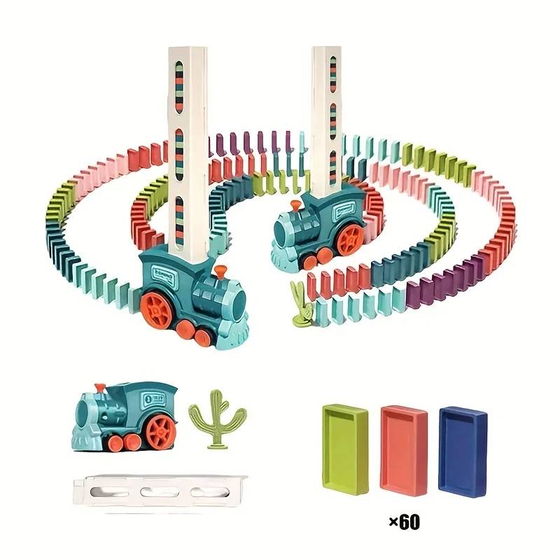 ABS Plastic Battery Operated Automatic Domino Laying Train for Children
