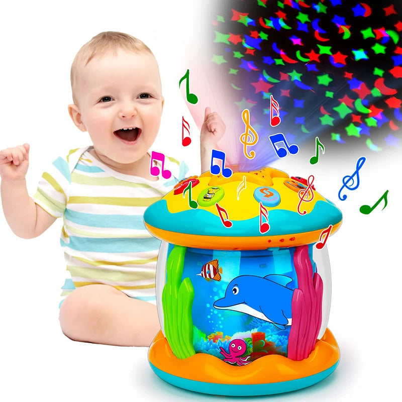 Happy Tiny Mart ABS Plastic Rotating Musical Ocean Projector Night Light