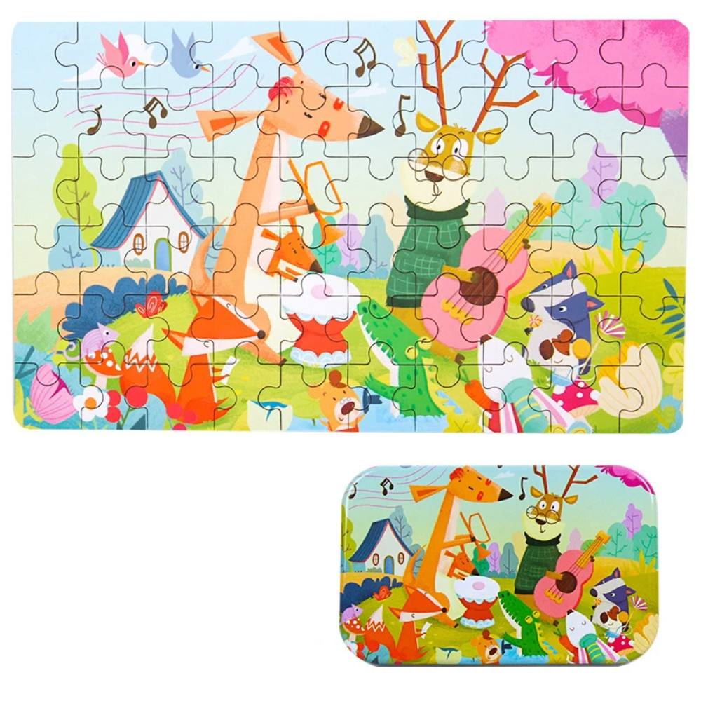 Happy Tiny Mart 60-Piece Wooden Puzzle Set for Children Ages 3-8