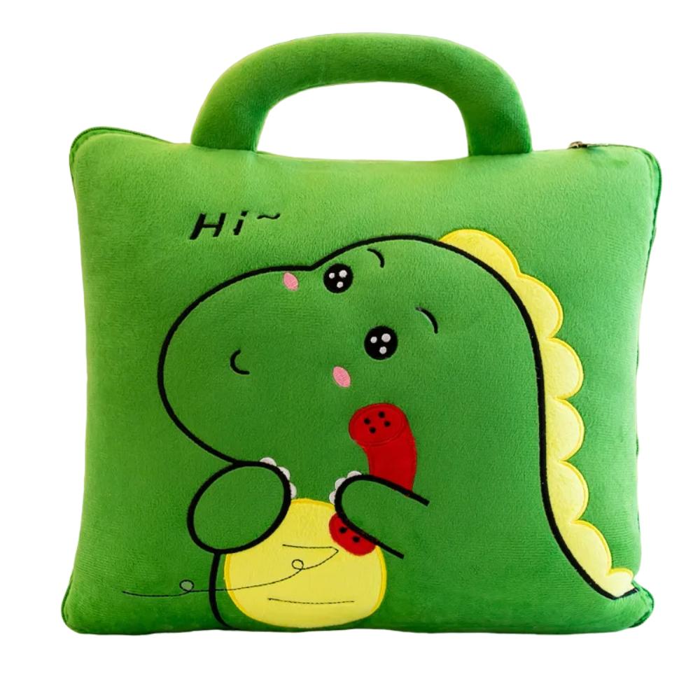 Cotton Cartoon Pattern Dual-Purpose Pillow and Convertible Blanket for Children