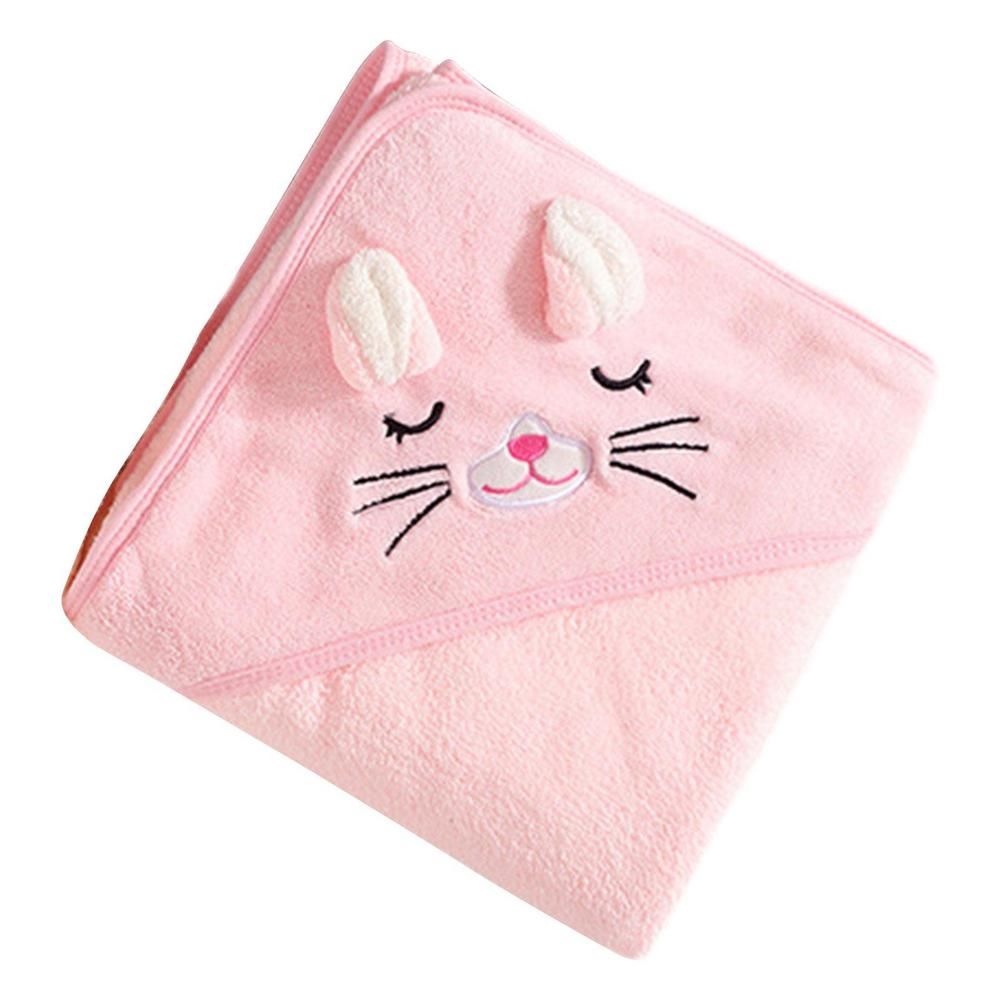 Happy Tiny Mart Coral Fleece Hooded Animal Themed Absorbent Baby Towel
