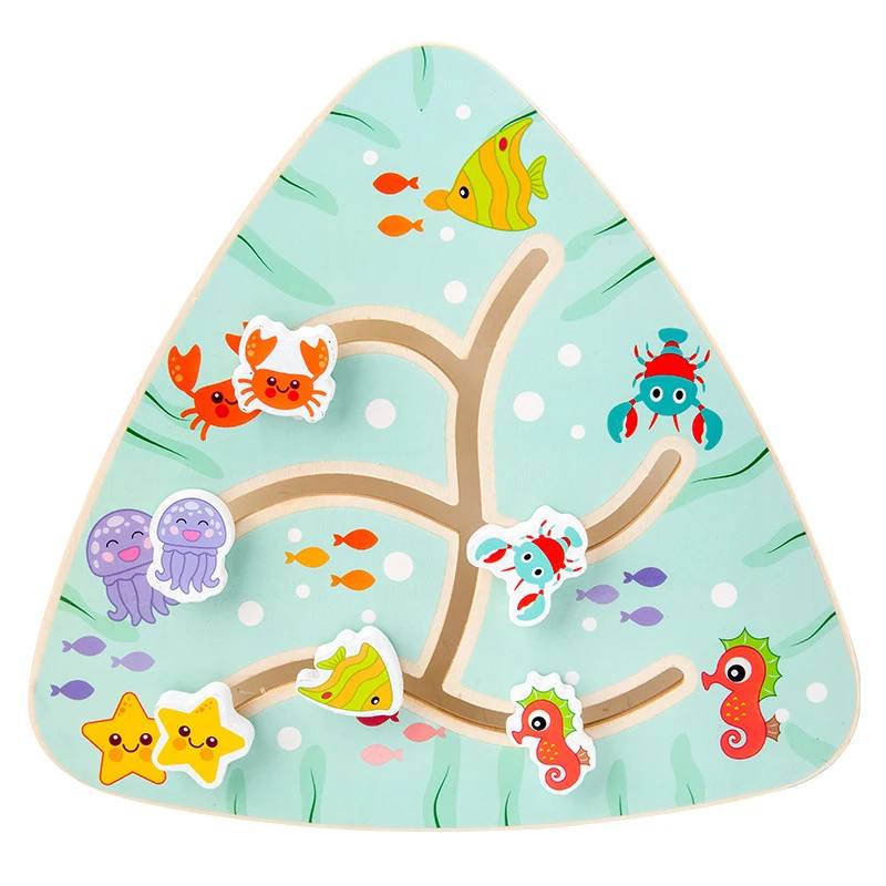 Happy Tiny Mart Wood Maze Board Sliding Pattern Matching Puzzle Toy
