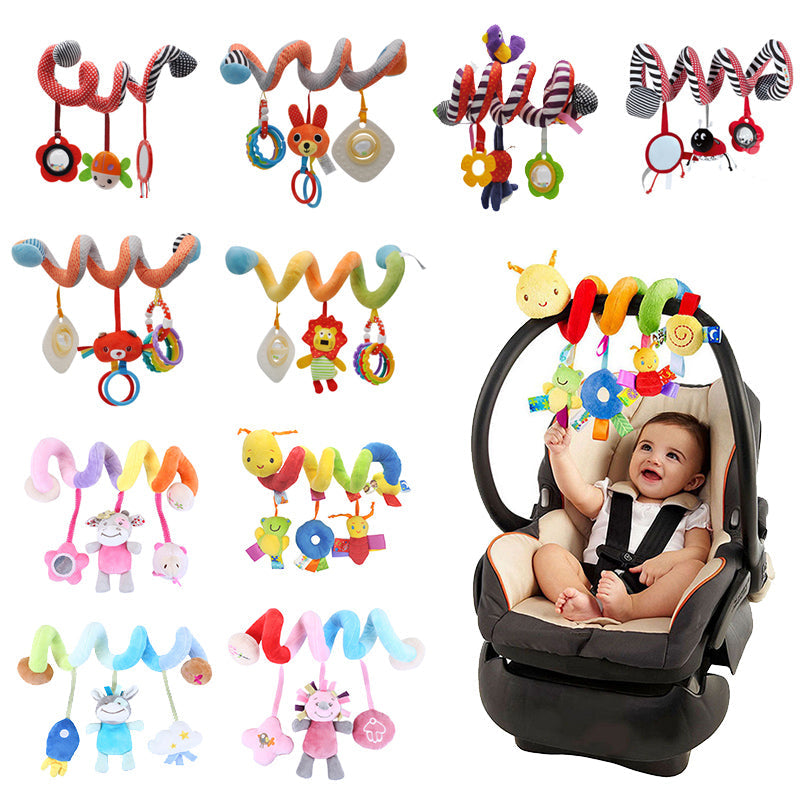Plush Spiral Activity Toy for Stroller and Crib Rails with Mirror