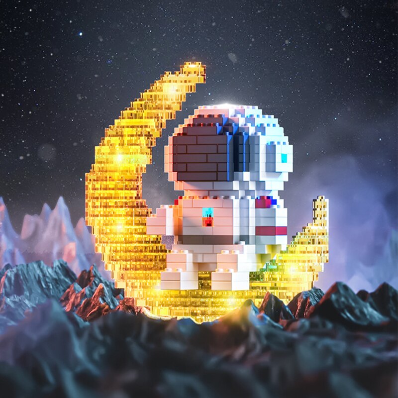 Happy Tiny Mart Plastic Space Exploration Astronaut Theme Construction Building Block Set