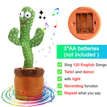 Rechargeable Textile Electronic Cactus Toy with Dancing and Recording Functions