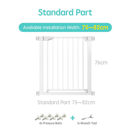 Adjustable Metal Stair Safety Gate for Residential Doorway and Staircase Barrier