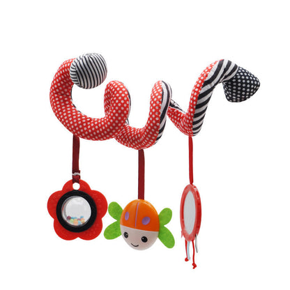 Plush Spiral Activity Toy for Stroller and Crib Rails with Mirror