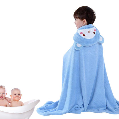 Happy Tiny Mart High-Density Coral Fleece Hooded Animal Bath Towel for Infants