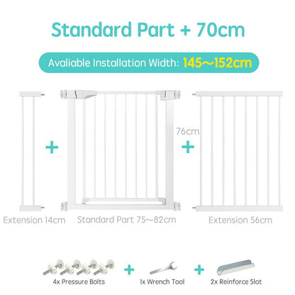 Adjustable Metal Stair Safety Gate for Residential Doorway and Staircase Barrier