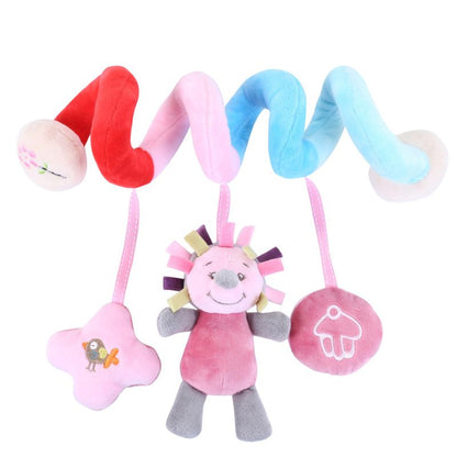 Plush Spiral Activity Toy for Stroller and Crib Rails with Mirror