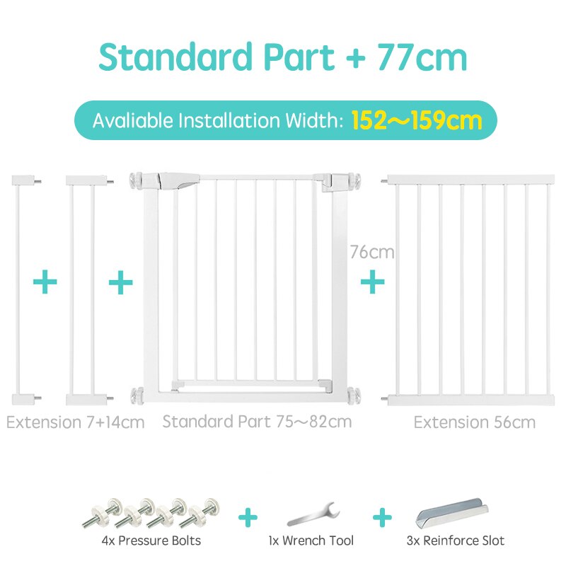 Adjustable Metal Stair Safety Gate for Residential Doorway and Staircase Barrier