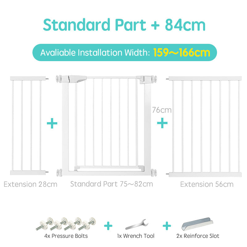 Adjustable Metal Stair Safety Gate for Residential Doorway and Staircase Barrier