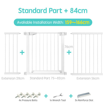 Adjustable Metal Stair Safety Gate for Residential Doorway and Staircase Barrier