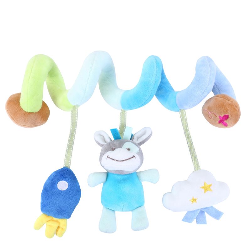 Plush Spiral Activity Toy for Stroller and Crib Rails with Mirror