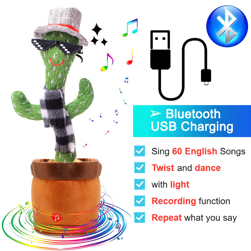 Rechargeable Textile Electronic Cactus Toy with Dancing and Recording Functions