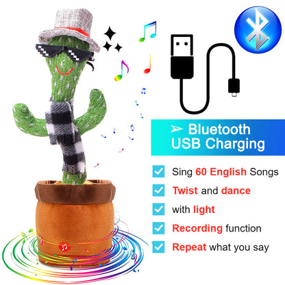 Rechargeable Textile Electronic Cactus Toy with Dancing and Recording Functions