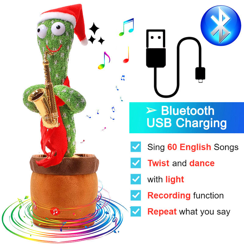 Rechargeable Textile Electronic Cactus Toy with Dancing and Recording Functions