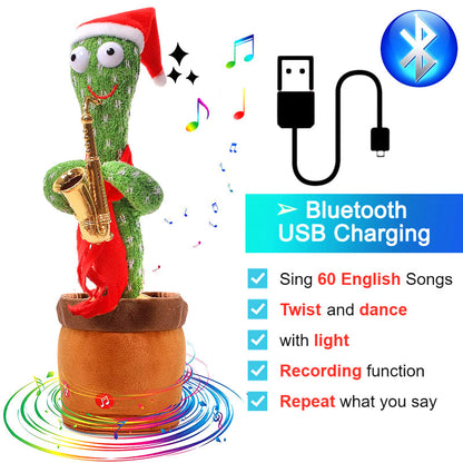 Rechargeable Textile Electronic Cactus Toy with Dancing and Recording Functions