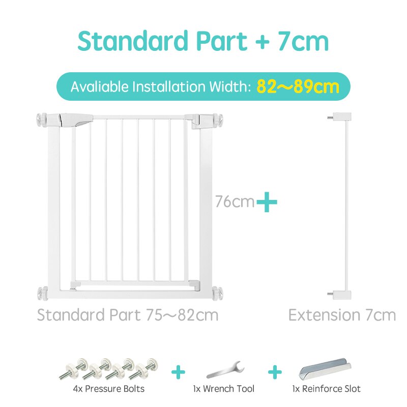 Adjustable Metal Stair Safety Gate for Residential Doorway and Staircase Barrier