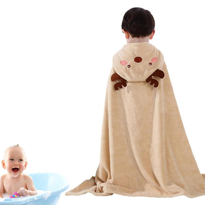 Happy Tiny Mart High-Density Coral Fleece Hooded Animal Bath Towel for Infants