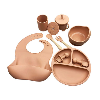 Happy Tiny Mart Silicone Tableware Set for Infant Self-Feeding Operations