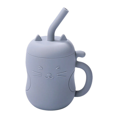 Happy Tiny Mart 250ml Food Grade Silicone Cup with Handles and Straw