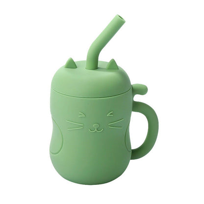 Happy Tiny Mart 250ml Food Grade Silicone Cup with Handles and Straw