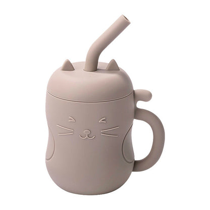 Happy Tiny Mart 250ml Food Grade Silicone Cup with Handles and Straw