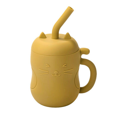 Happy Tiny Mart 250ml Food Grade Silicone Cup with Handles and Straw