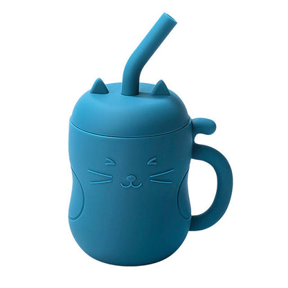 Happy Tiny Mart 250ml Food Grade Silicone Cup with Handles and Straw