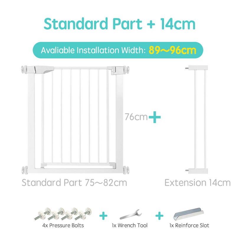 Adjustable Metal Stair Safety Gate for Residential Doorway and Staircase Barrier