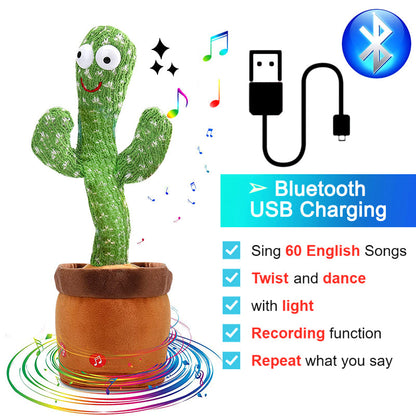 Rechargeable Textile Electronic Cactus Toy with Dancing and Recording Functions