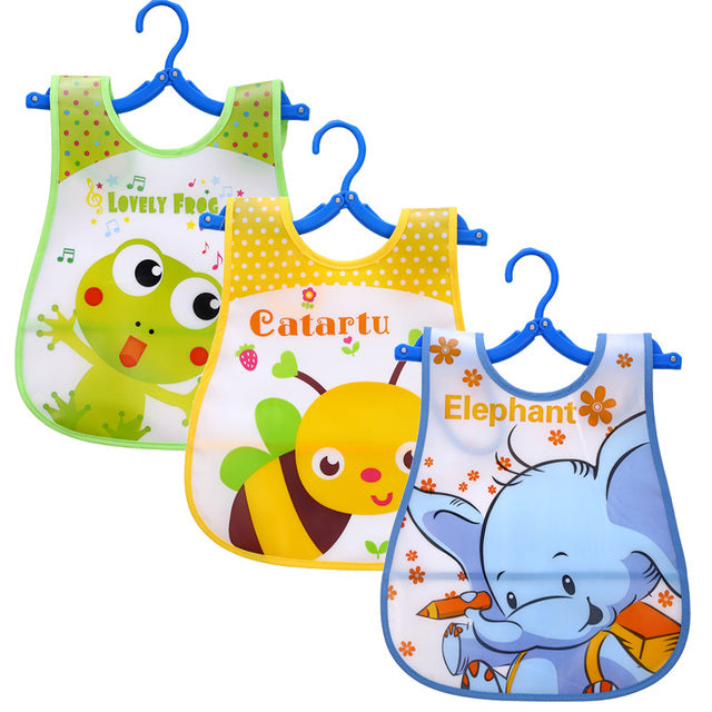 3-Piece Waterproof EVA Sleeveless Feeding Bib Set with Food Catcher
