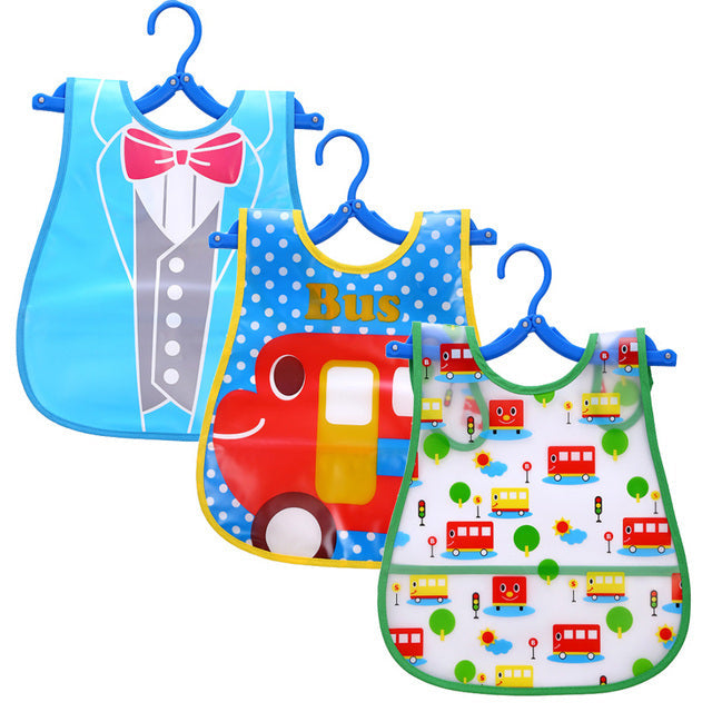 3-Piece Waterproof EVA Sleeveless Feeding Bib Set with Food Catcher