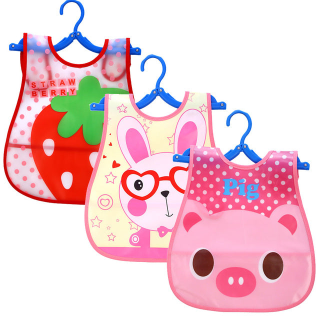 3-Piece Waterproof EVA Sleeveless Feeding Bib Set with Food Catcher