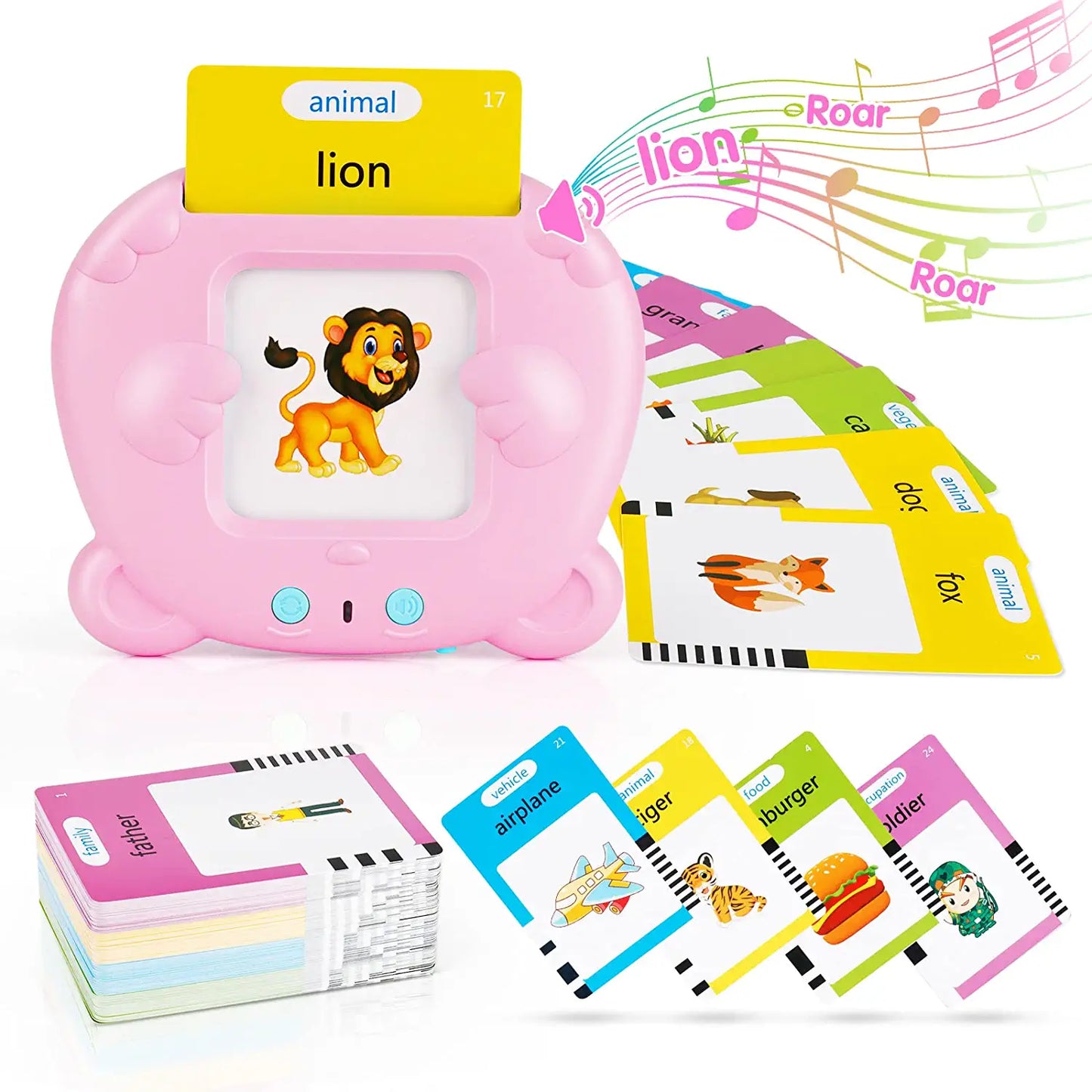 Happy Tiny Mart Electronic Card Reader with 112 Double Sided Vocabulary Cards