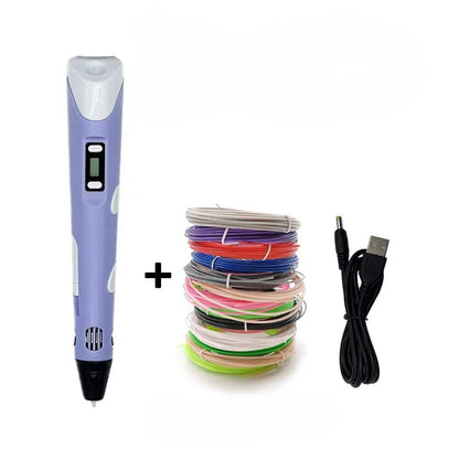 Plastic 3D Printing Pen with LCD Screen and PLA Filament Kit