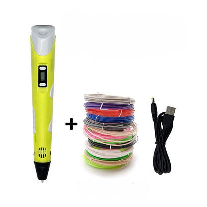 Plastic 3D Printing Pen with LCD Screen and PLA Filament Kit