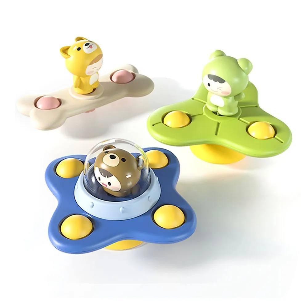 Happy Tiny Mart Plastic Three Piece Suction Cup Rotating Rattle Toy Set