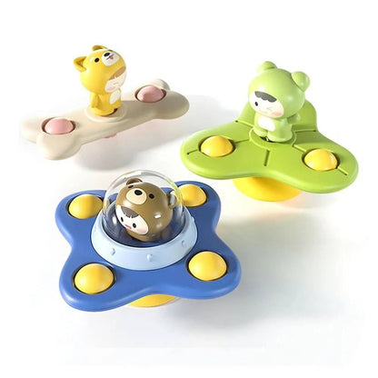 Happy Tiny Mart Plastic Three Piece Suction Cup Rotating Rattle Toy Set