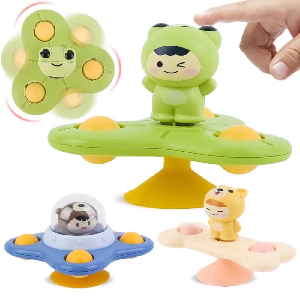 Happy Tiny Mart Plastic Three Piece Suction Cup Rotating Rattle Toy Set
