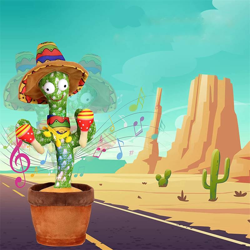 Rechargeable Textile Electronic Cactus Toy with Dancing and Recording Functions