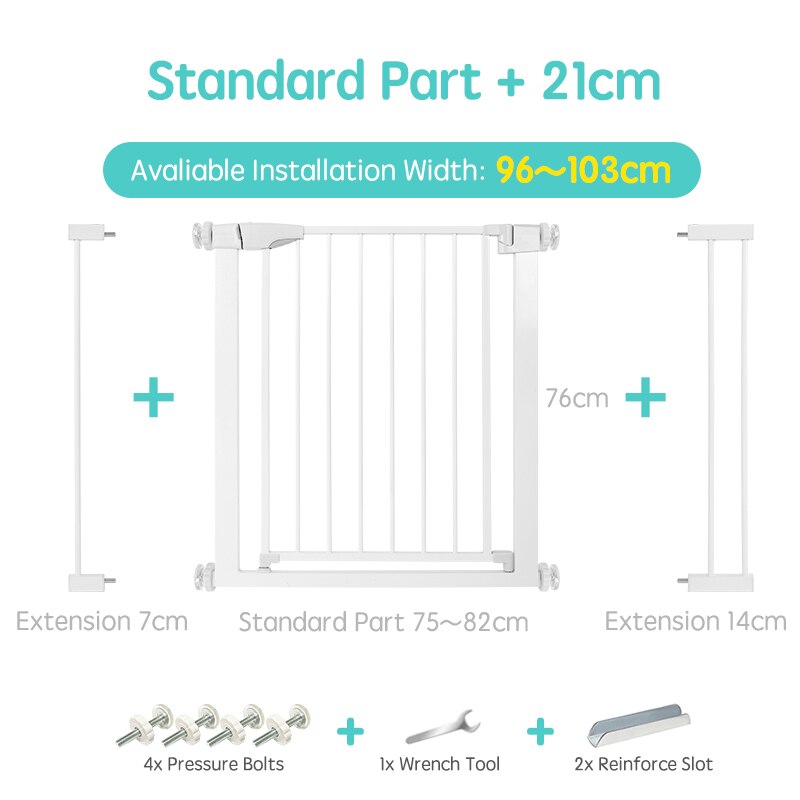 Adjustable Metal Stair Safety Gate for Residential Doorway and Staircase Barrier