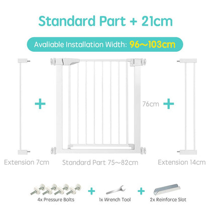 Adjustable Metal Stair Safety Gate for Residential Doorway and Staircase Barrier