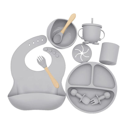 Happy Tiny Mart Silicone Tableware Set for Infant Self-Feeding Operations