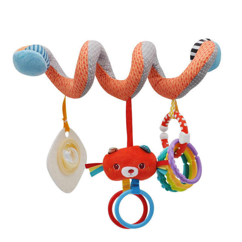 Plush Spiral Activity Toy for Stroller and Crib Rails with Mirror