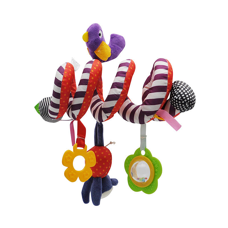 Plush Spiral Activity Toy for Stroller and Crib Rails with Mirror