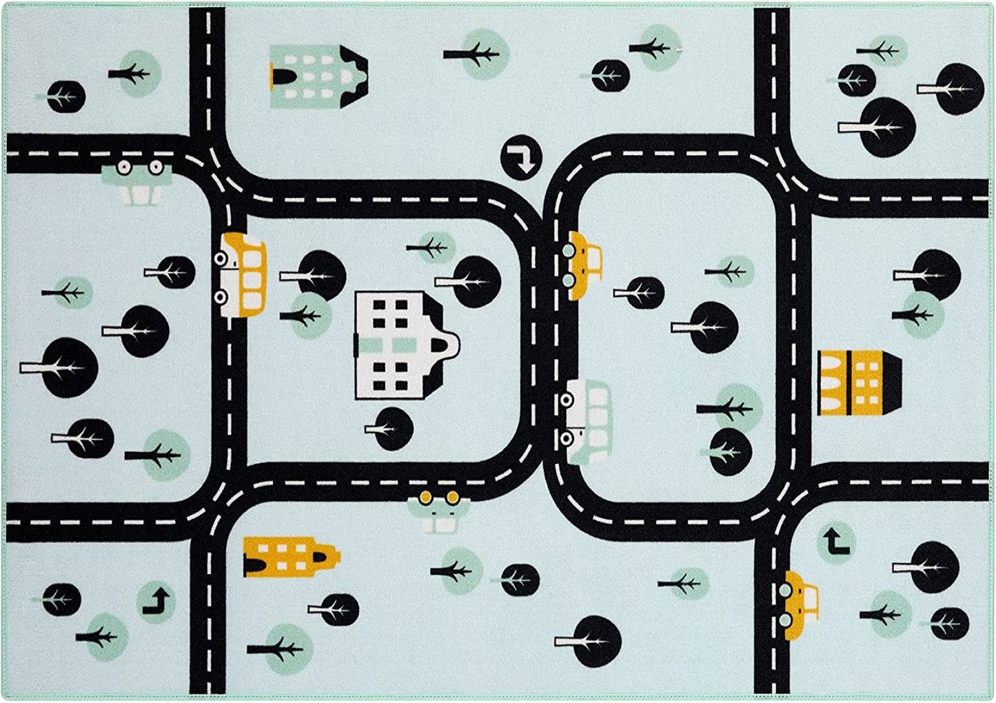 Polyamide Fiber City Map Printed Play Rug with Non-Slip Latex Backing